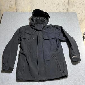 Eddie Bauer Weatheredge Rain Jacket Mens Large Black Hooded Full Zip Ski